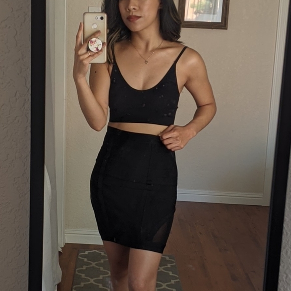 Bebe Bandage Skirt with side mesh panels - Picture 4 of 7